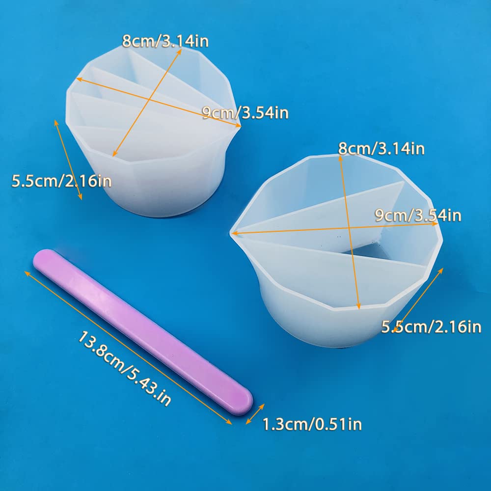 AFUNTA 3/5 Cavity Reusable Silicone Split Cups for Acrylic Paint Pouring Art - Includes 3 Silicone Stir Sticks - Perfect for Fluid Art, DIY Canvas Painting & Resin Crafts