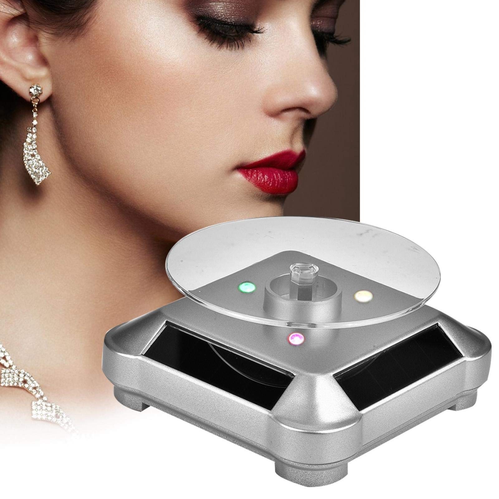 Solar Powered 360° Rotating Display Stand - Battery Operated Turntable for Jewelry, Watches, Rings & Mobile Phones | Perfect for Store Displays, Trade Shows & Home Decor Showcase