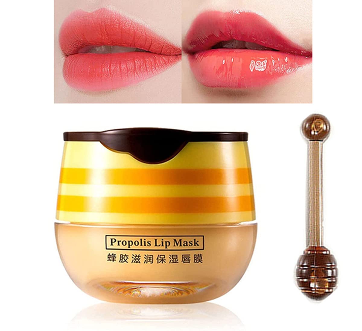Honey Lip Mask for Dry Lips - Propolis Moisturizing Lip Balm for Night Care & Hydration