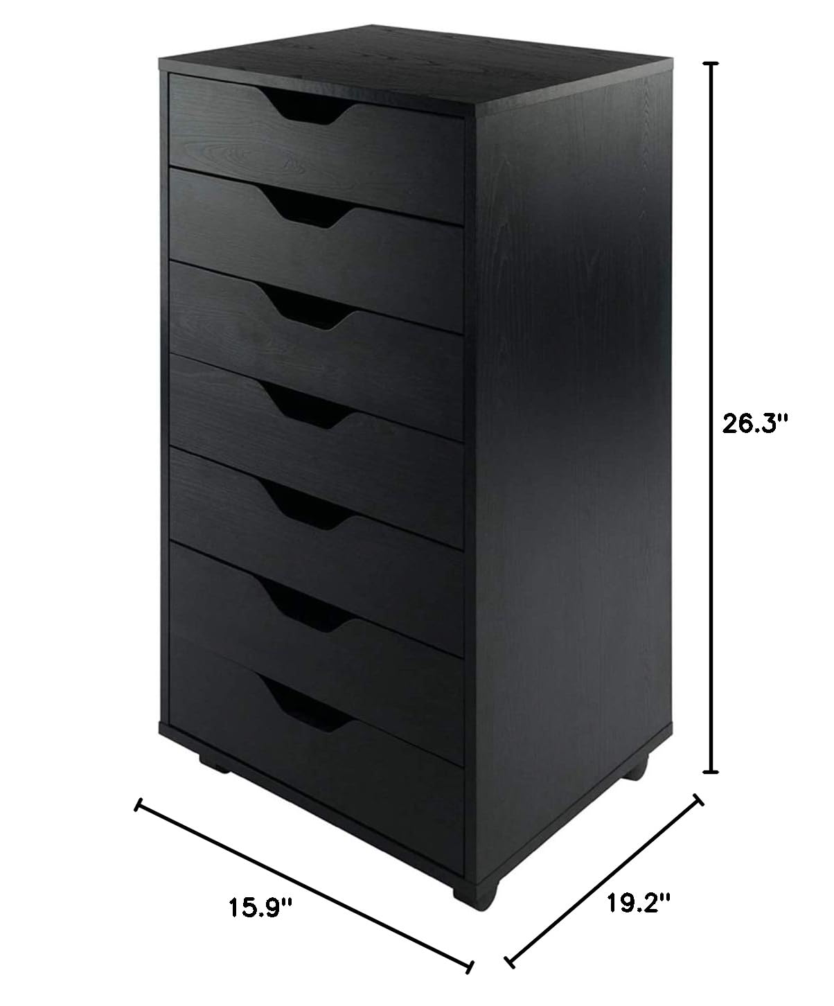 7-Drawer Wooden File Cabinet with Wheels - Mobile Storage Organizer for Office & Closet - Classic Black Home Office Furniture with Anti-Tip Safety Design | Perfect for Document Storage, Office Organization & Home Filing Systems