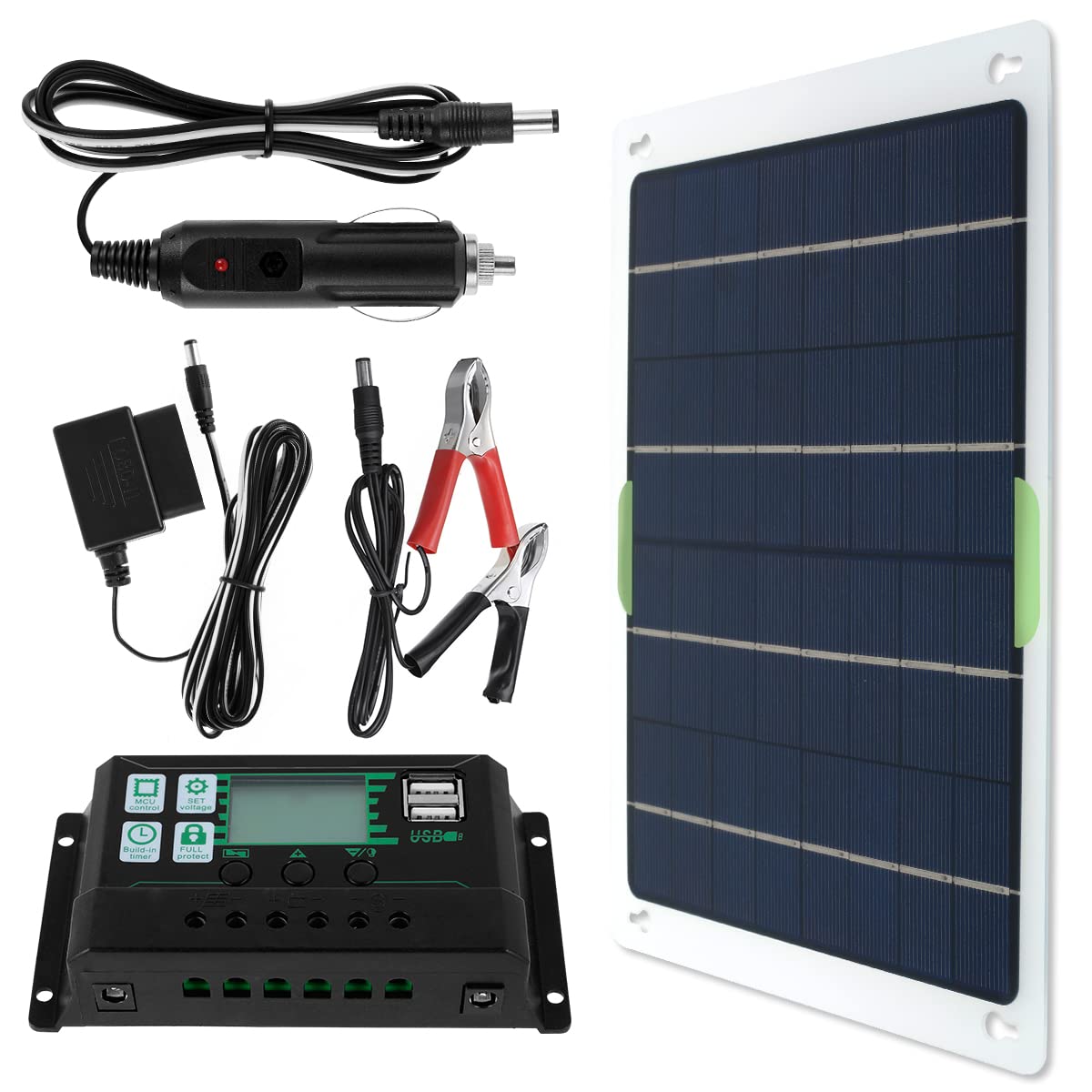 250W 12V/24V Monocrystalline Solar Panel Kit with Charge Controller - IP65 Waterproof, High Efficiency Portable Solar Charger for RV, Boat, Camping & Off-Grid Power - Ideal for Outdoor Adventures & Emergency Backup