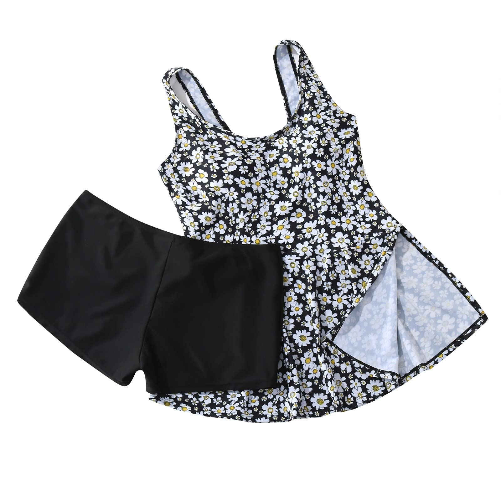 **Plus Size Women's Two Piece Swimsuits - Tankini Top & Blouson Bathing Suit in Green | Beach, Pool & Vacation Wear**
