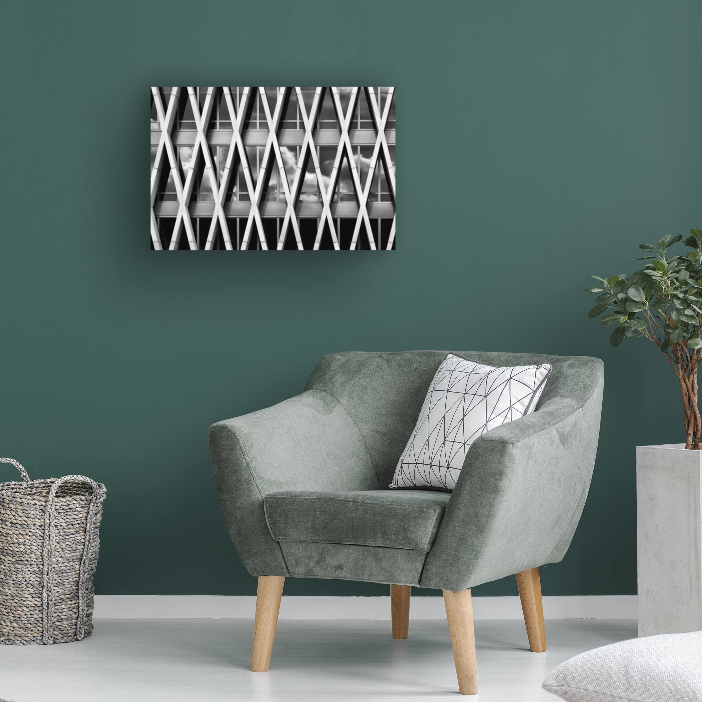 Trademark Fine Art 'Skyscraper' Canvas Wall Art by Luc Stalmans - Modern Cityscape Painting for Living Room & Office Decor