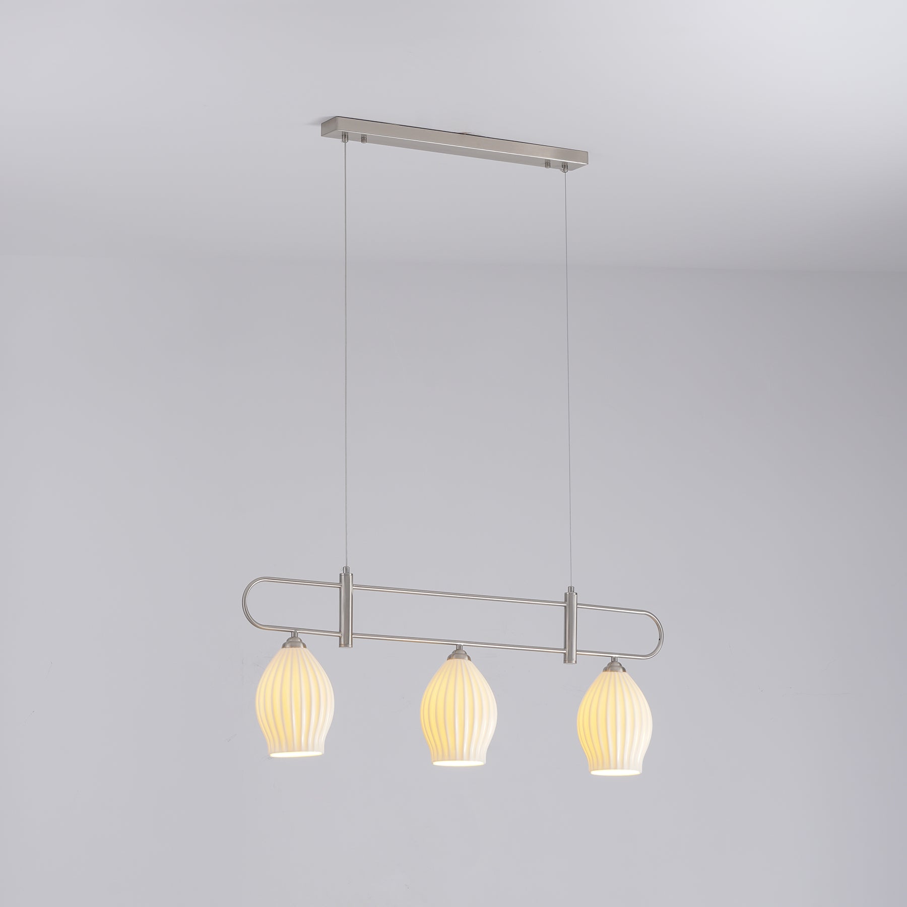 Modern Fin Pendant Light - Adjustable Hanging Ceiling Lamp for Kitchen Island, Dining Room & Bedroom | Industrial Style Lighting Fixture with Vintage Edison Bulbs