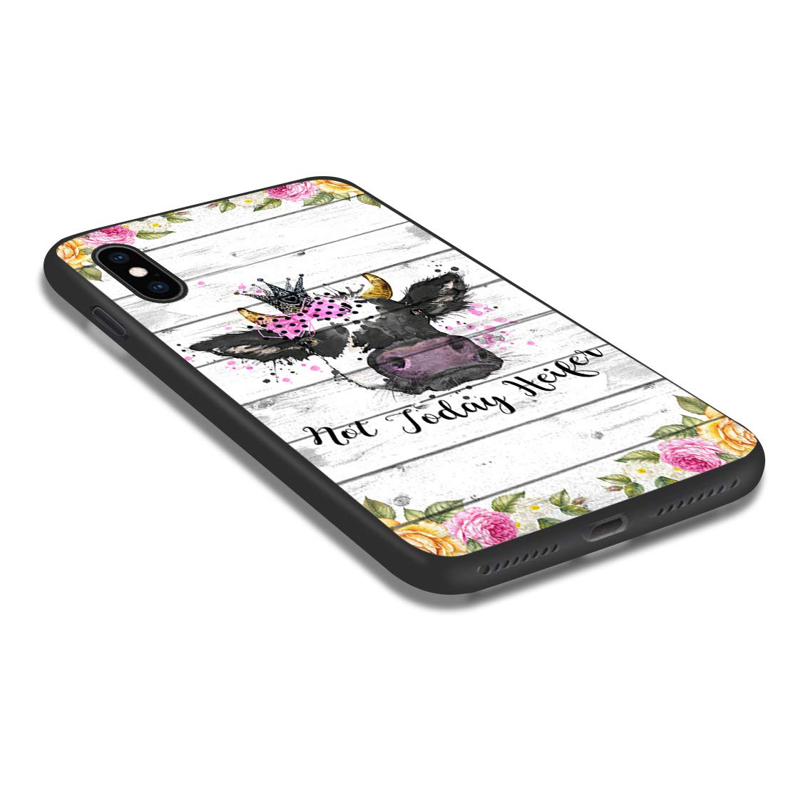 Shockproof Silicone Case for iPhone XR - Cute Farm Cow & Flowers Design with 'Not Today Heifer' Text | Full Body Protection, Anti-Scratch & Drop Proof Cover | Perfect for Farm Lovers, Country Style & Everyday Use