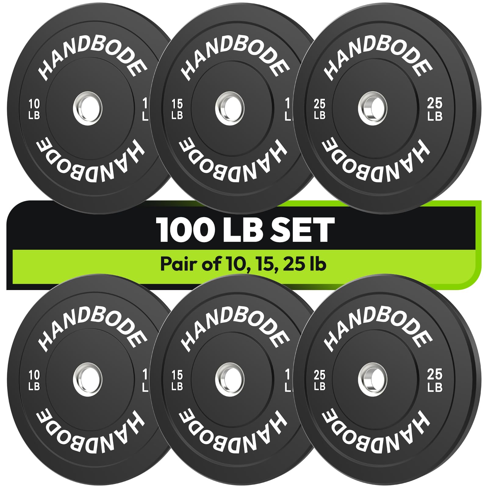 Olympic Bumper Plates Set 2-Inch - 10-55 lb Rubber Weight Plates for CrossFit, Powerlifting & Home Gym - Durable Black Barbell Weights for Strength Training & Weightlifting - Perfect for Garage Gym, Fitness Studio & Personal Training