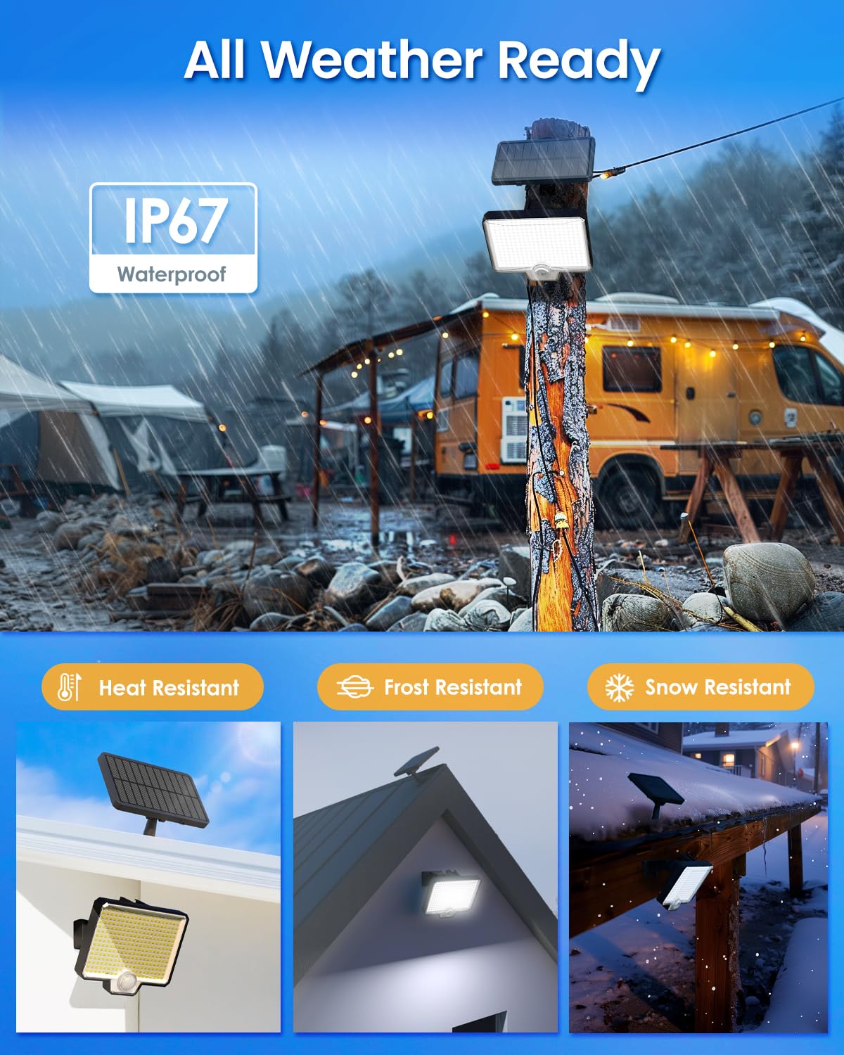 294 LED Solar Motion Sensor Outdoor Lights - 2600Lm Bright Solar Flood Lights, IP67 Waterproof Solar Powered Security Spot Lights for Porch, Patio, Yard, Garage, Fence & Garden (2 Pack, Black) - Perfect for Nighttime Safety and Landscape Lighting