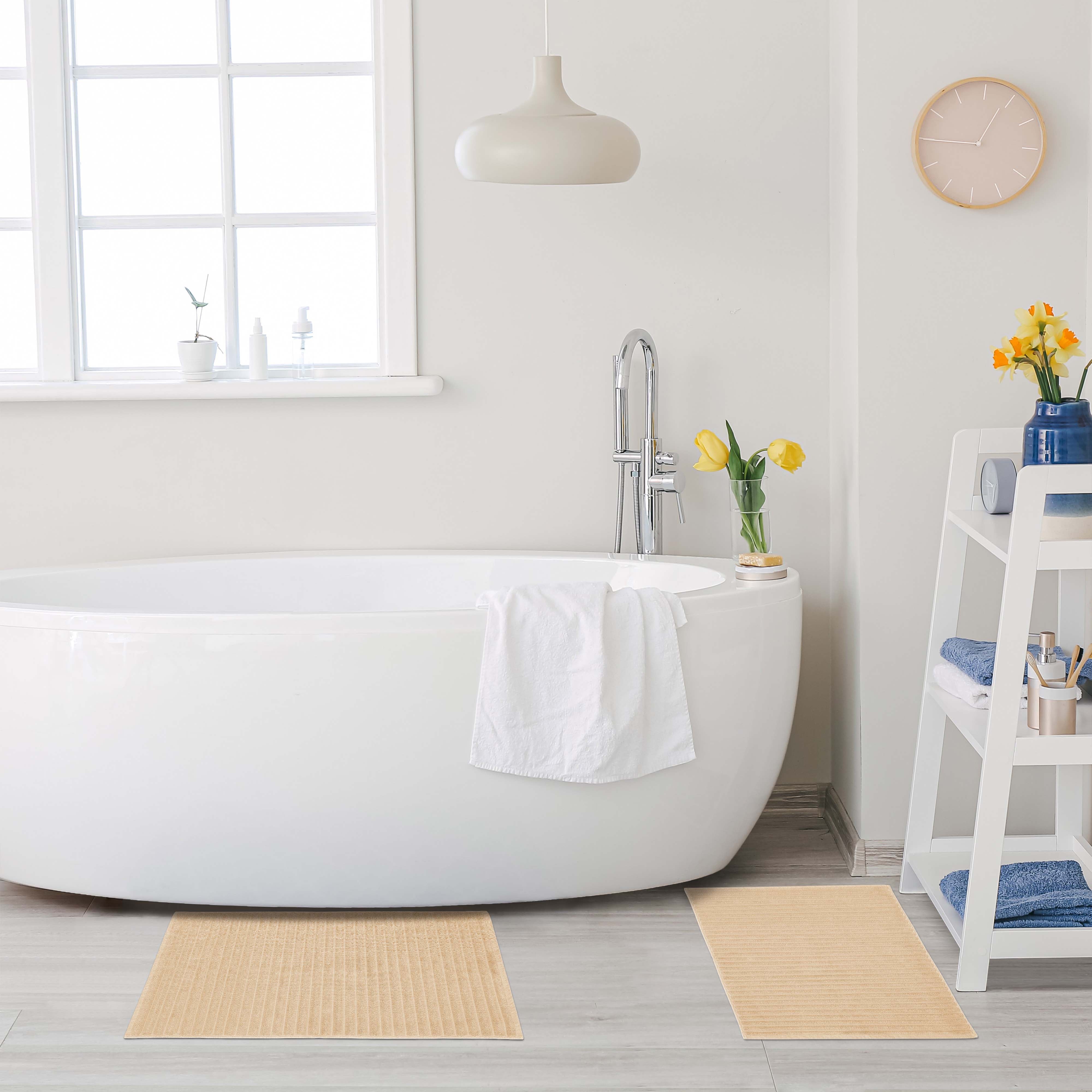 Eco-Friendly 2-Piece Cotton Bath Mat Set - Super Absorbent, Soft & Non-Slip - Perfect for Bathroom, Shower & Spa Relaxation