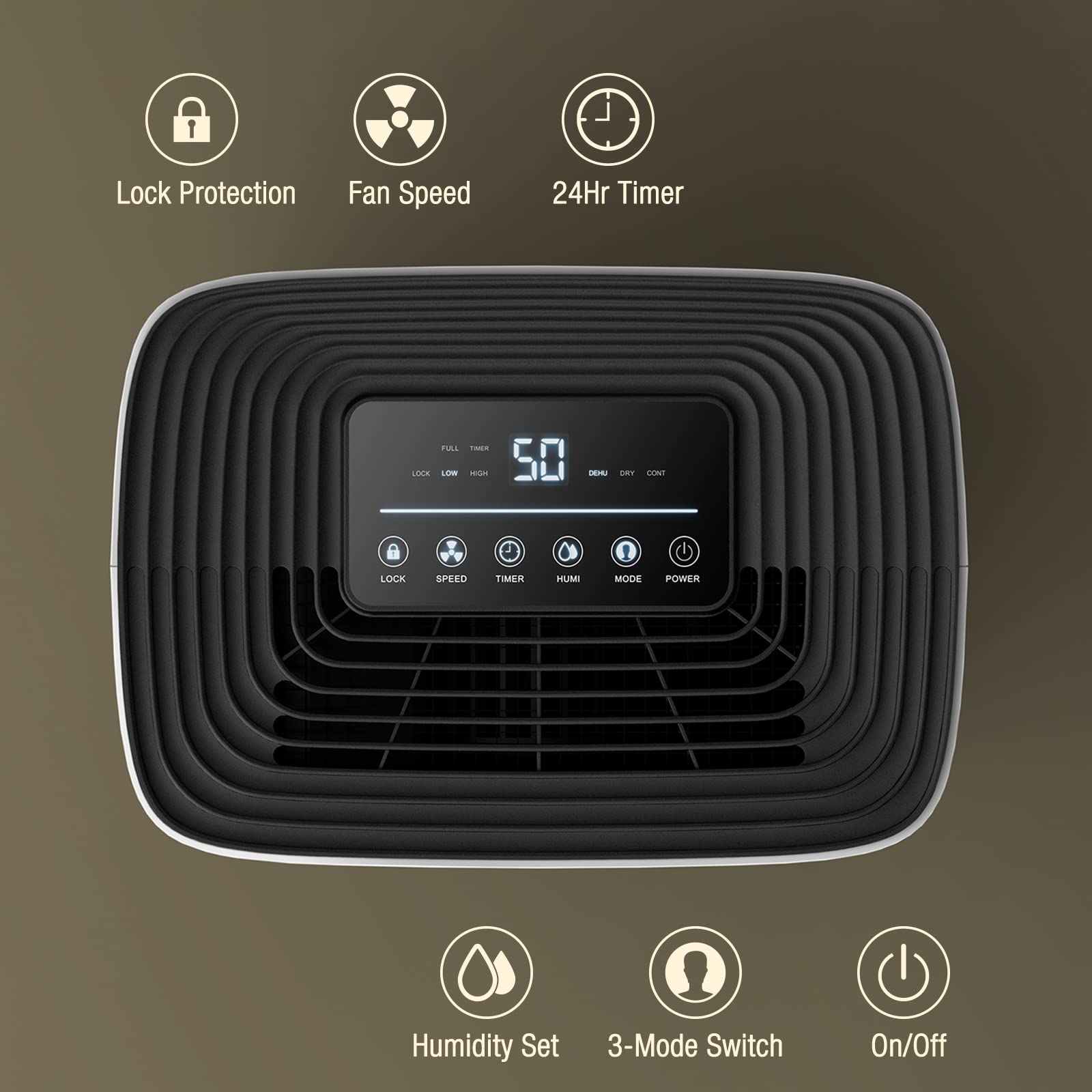 4500 Sq. Ft Energy Efficient Dehumidifier with Drain Hose - Digital Control Panel, 24 Hour Timer & Humidity Display - Perfect for Large Bedrooms, Basements, Bathrooms & Laundry Rooms - Eliminates Moisture, Mold & Musty Odors for Healthier Home Air Quality