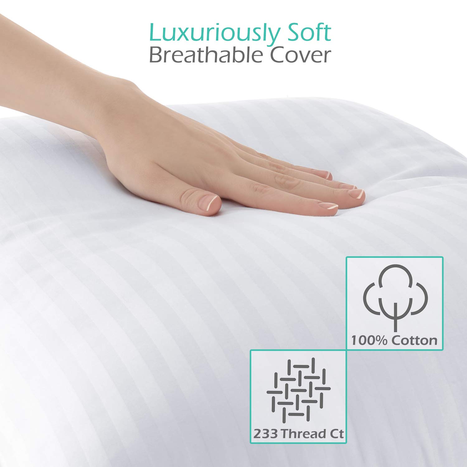 Clara Clark Down Alternative Toddler Pillows Set of 2 - 100% Cotton Cover with Poly Fiber Filling - Soft Baby Bed Pillows for Comfortable Sleep - Perfect for Nursery, Daycare & Travel