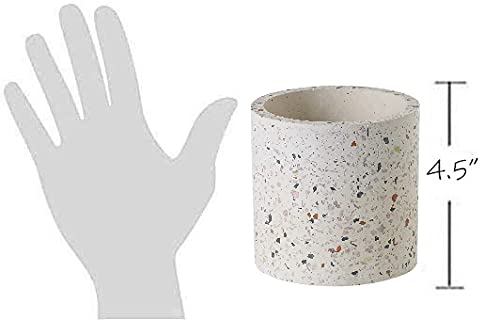 Terrazzo Ceramic Indoor Planter - White Decorative Flower Pot for Succulents, Herbs & Small Plants | Perfect for Kitchen Windowsill, Porch, Patio & Home Decor | Durable Ceramic Plant Pot with Drainage Hole