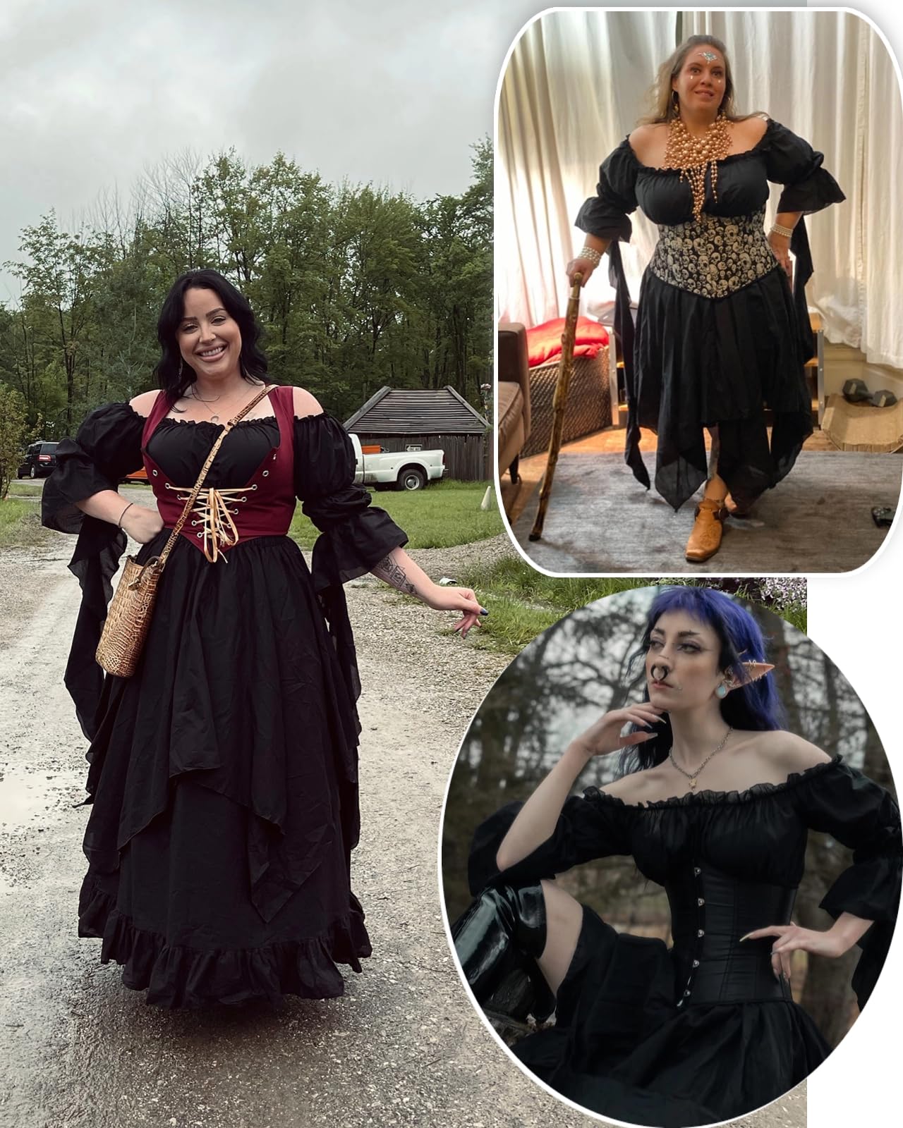 Victorian Renaissance Gothic Dress for Women - Elegant Medieval Wedding Costume & Witch Halloween Cosplay Outfit - Perfect for Themed Parties, Renaissance Fairs & Historical Reenactments
