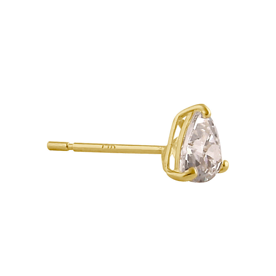 14K Solid Gold Trillion Cut Cubic Zirconia Stud Earrings for Women - Perfect for Weddings, Parties & Everyday Elegance