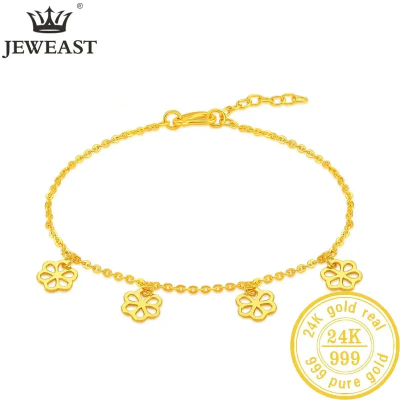 24K Pure Gold Bracelet 999 Solid Gold Bangle - Upscale Romantic Classic Jewelry for Women | Perfect for Weddings, Anniversaries & Special Occasions | Hot New 2023 Trend