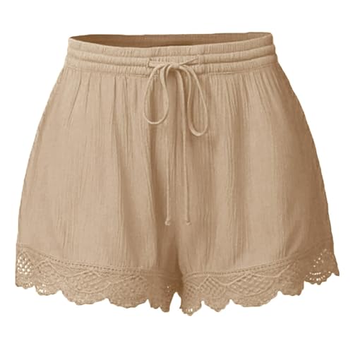 Beige Womens High Waisted Shorts