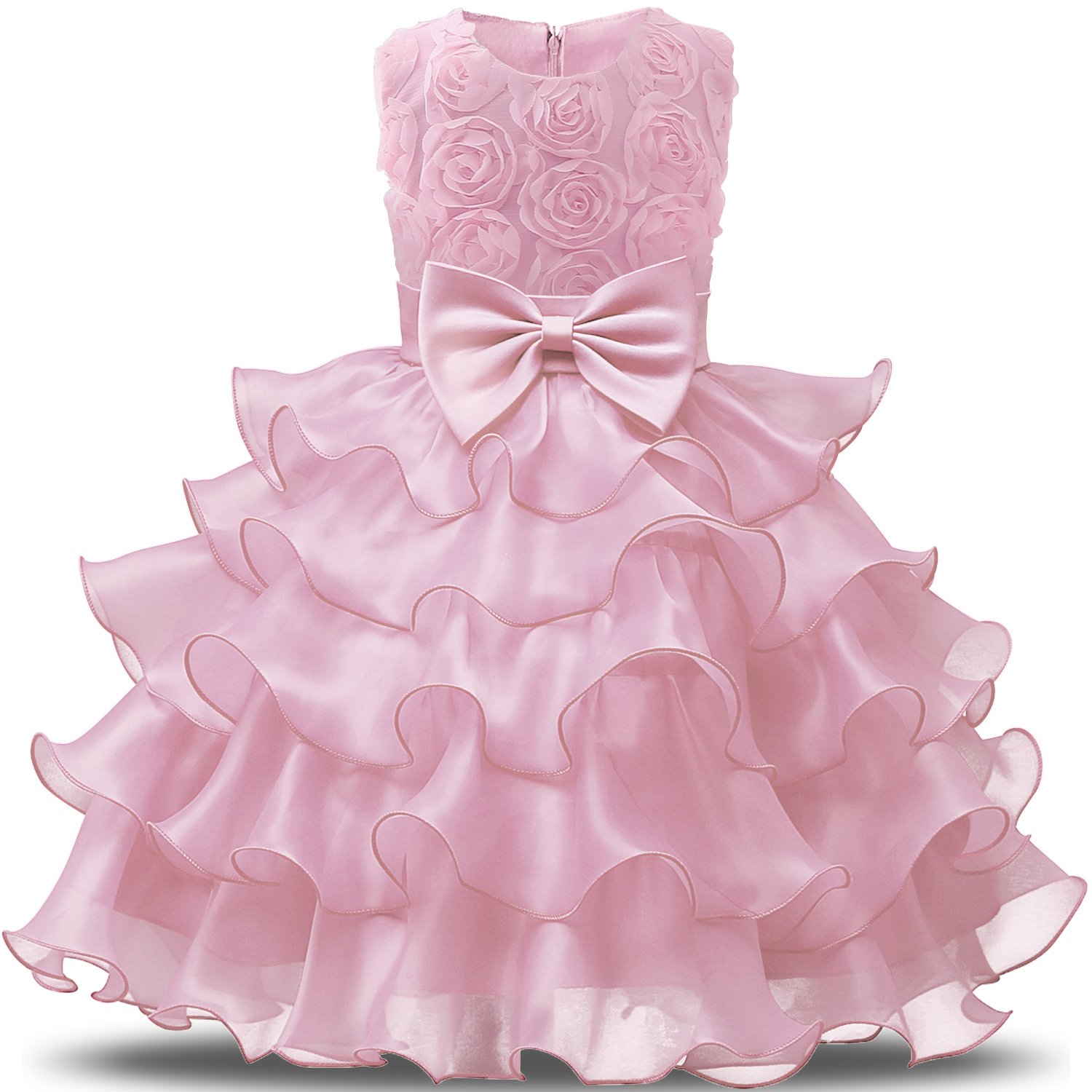 NNJXD Girls Ruffled Lace Party Dress - Elegant Flower Girl Wedding Dress for Kids - Perfect for Birthday Parties, Pageants & Special Occasions