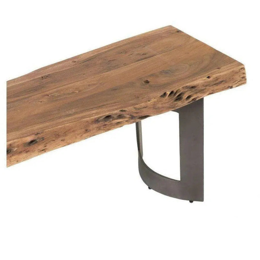 76 Inch Live Edge Wooden Dining Bench - Rustic Industrial Style Solid Wood Table Bench for Kitchen, Dining Room, and Outdoor Patio Use