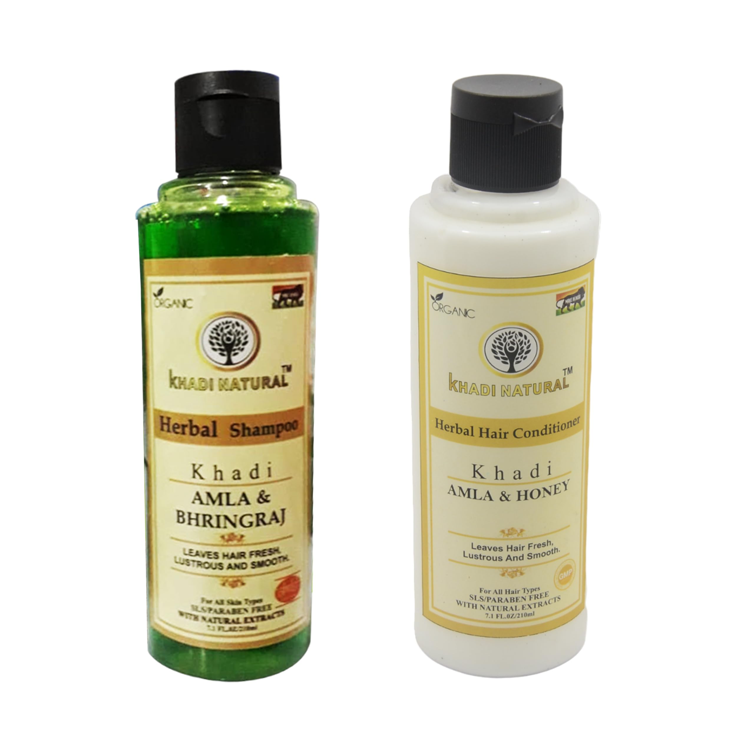 Khadi Natural Amla Bhringraj Shampoo & Amla Honey Conditioner Set - 420ml Each | Herbal Hair Care for Dry & Damaged Hair | Promotes Hair Growth & Shine | Ayurvedic Treatment for Daily Use