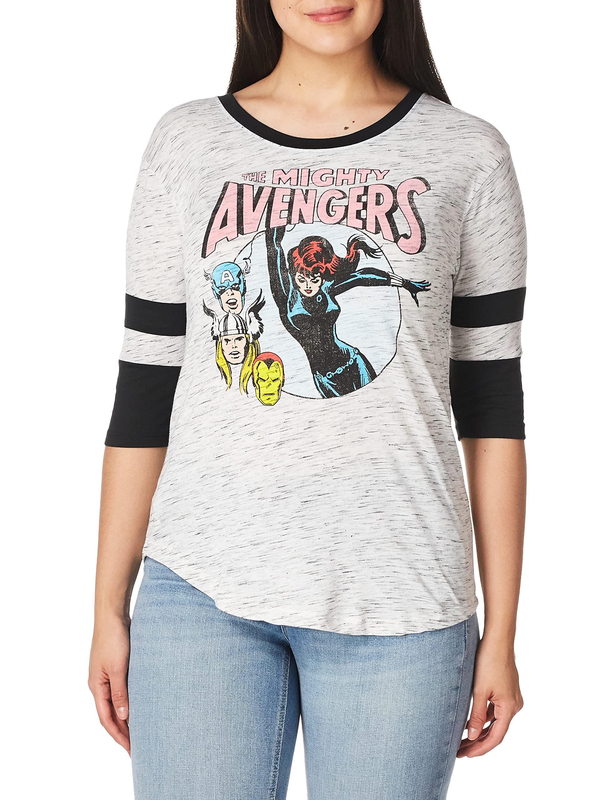 Marvel Avengers Retro Graphic Crop Tee for Women - Vintage Washed Soft Cotton T-Shirt - Casual Wear, Cosplay, Superhero Fan Outfit