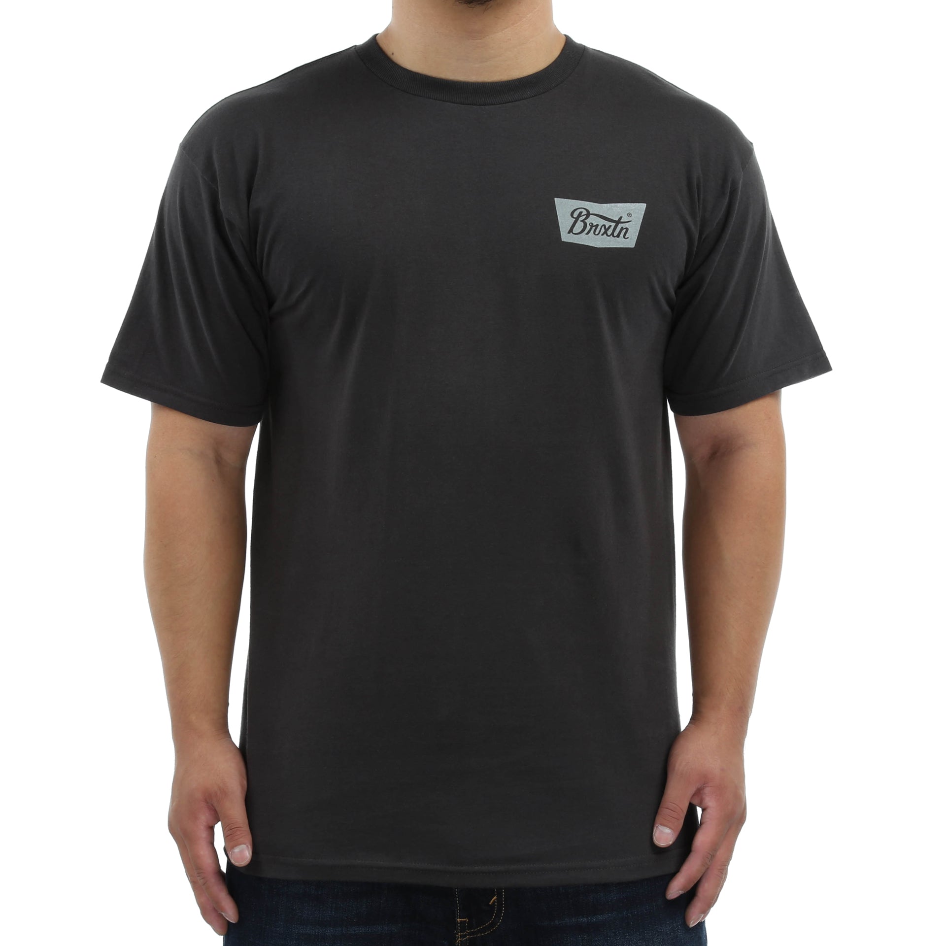 Brixton Stith Short Sleeve Standard T-Shirt for Men - Soft Washed Black Cotton Tee - Casual Wear, Street Style, Everyday Outfit