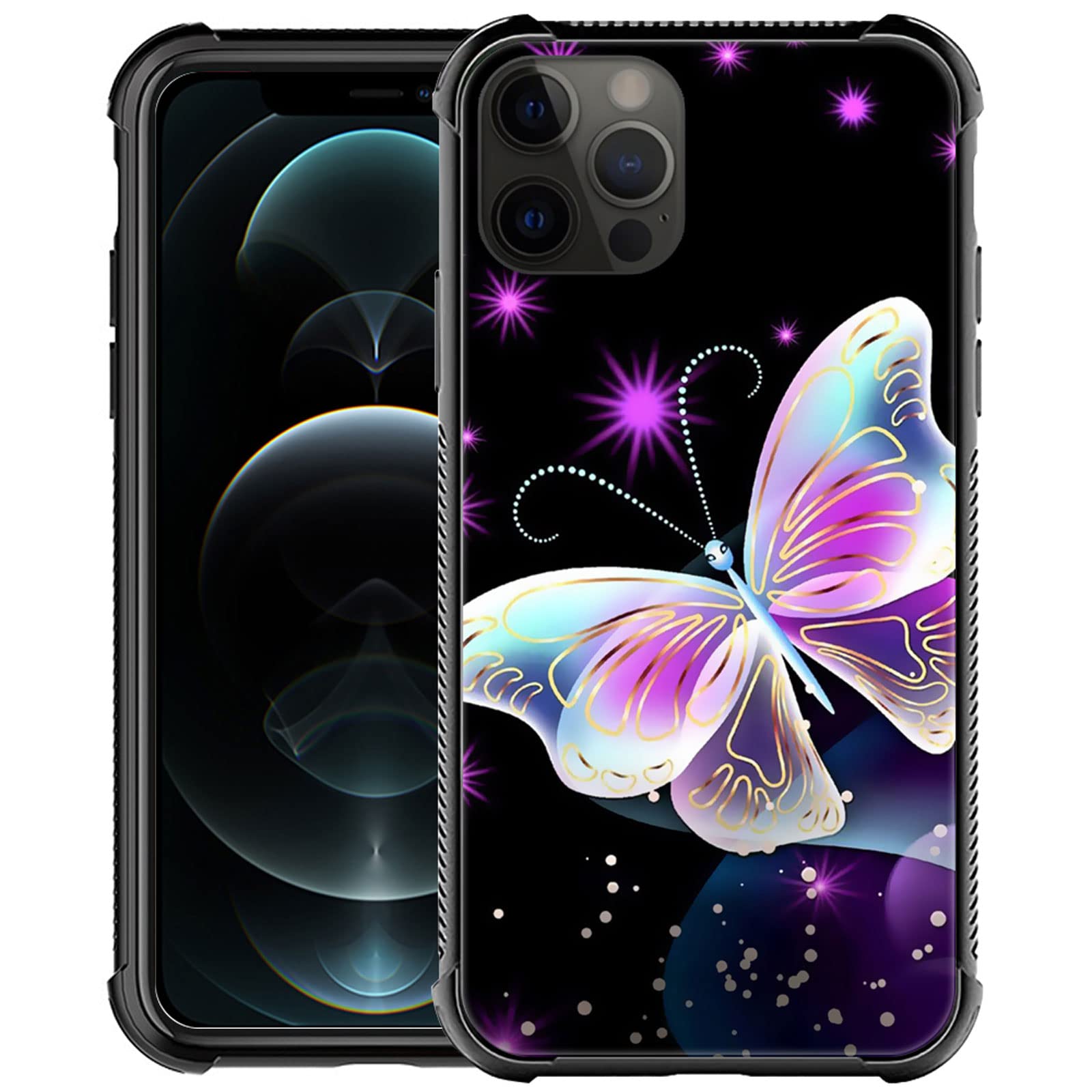 Goodsprout iPhone 12 Pro Max Case - Star Butterfly Design Protective Cover with Soft Silicone TPU, Shockproof & Anti-Fall for Girls - Perfect for Everyday Use, School & Travel