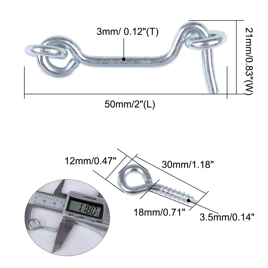uxcell 20 Pack 2 Inch Cabin Hooks - Heavy Duty Eye Latch Hooks for Doors, Gates, Windows & Barn Doors - Durable Plating Finish - Perfect for Home, Office & Outdoor Use