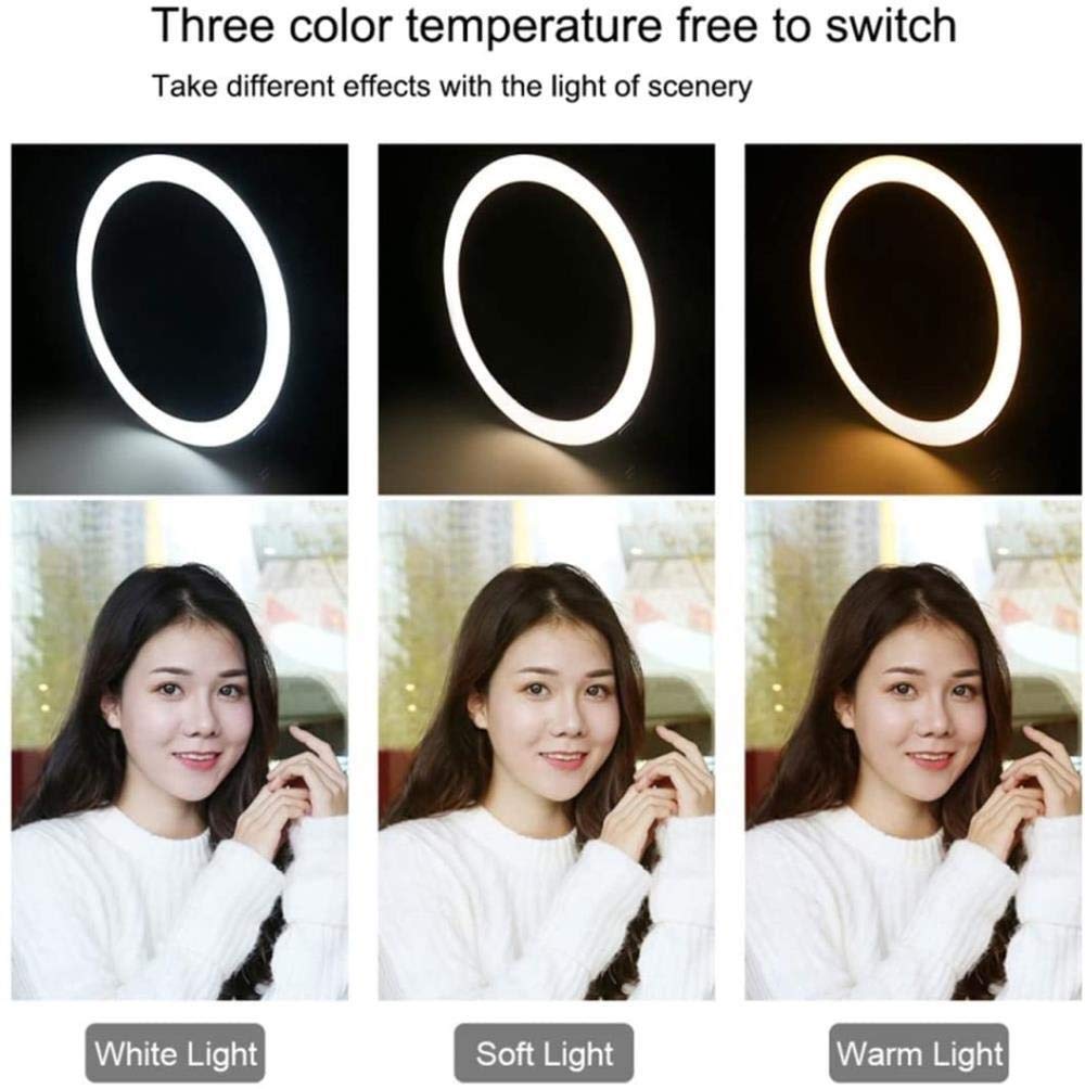 HMTE 26CM LED Ring Light with Tripod Stand - Selfie Photography Light, Beauty Lamp for Live Streaming, YouTube Videos & TikTok - Perfect for Makeup, Vlogging & Phone Photography