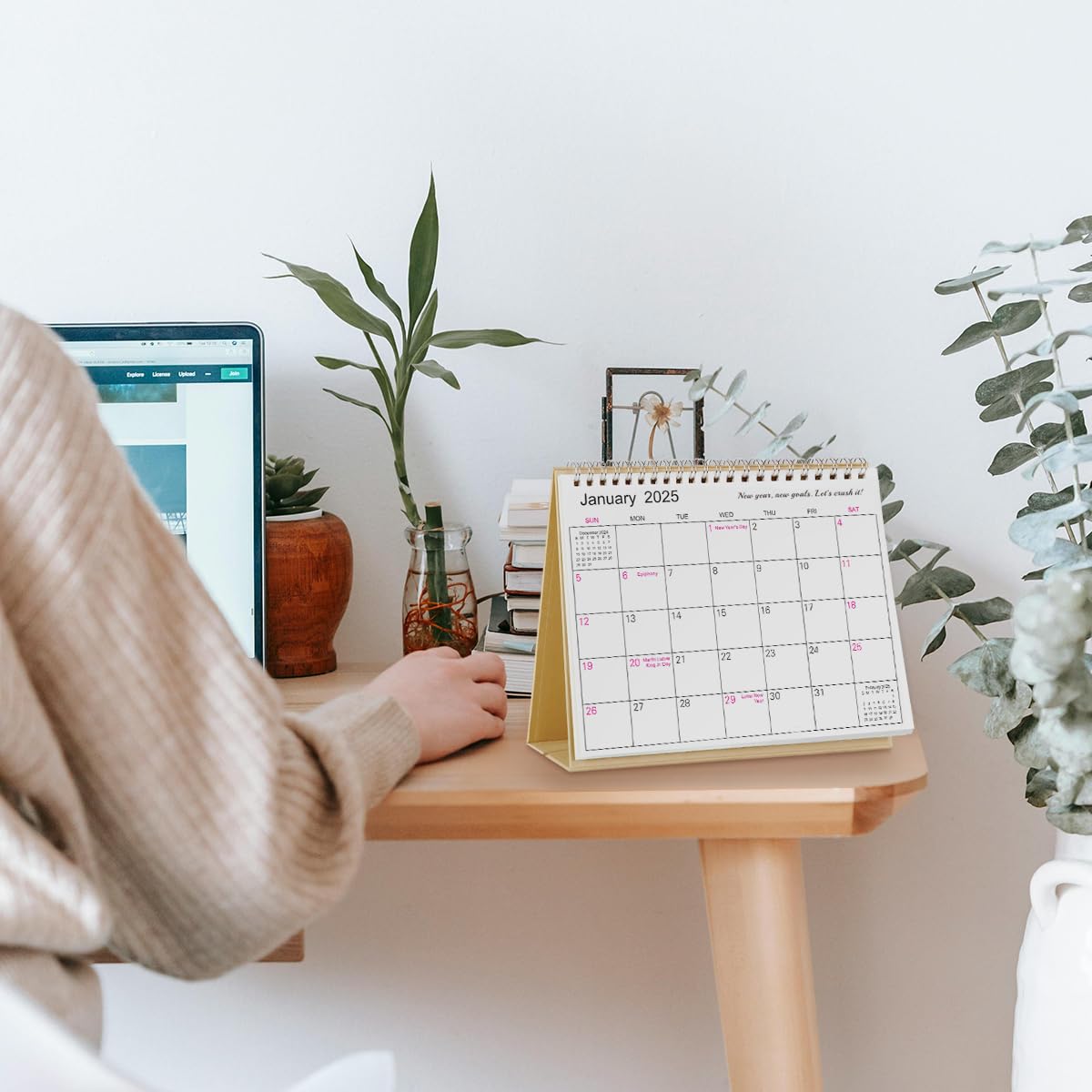 SKYDUE 2025-2026 18-Month Desk Calendar Planner (Jan 2025-Jun 2026) with Motivational Stickers - 8.5