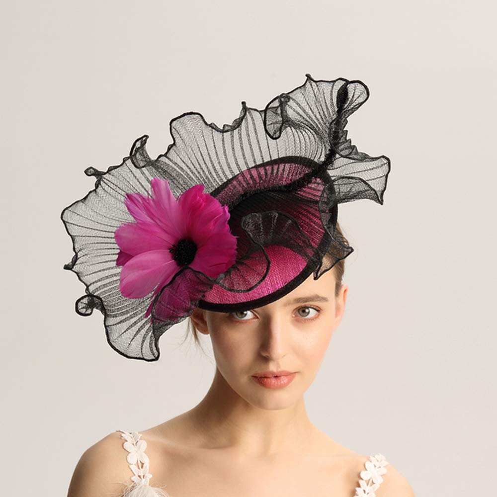 VIMARO Elegant Black Fascinator Hat for Women with Colorful Flowers - Perfect for Tea Parties, Kentucky Derby, Weddings & Royal Events (Royal Blue)