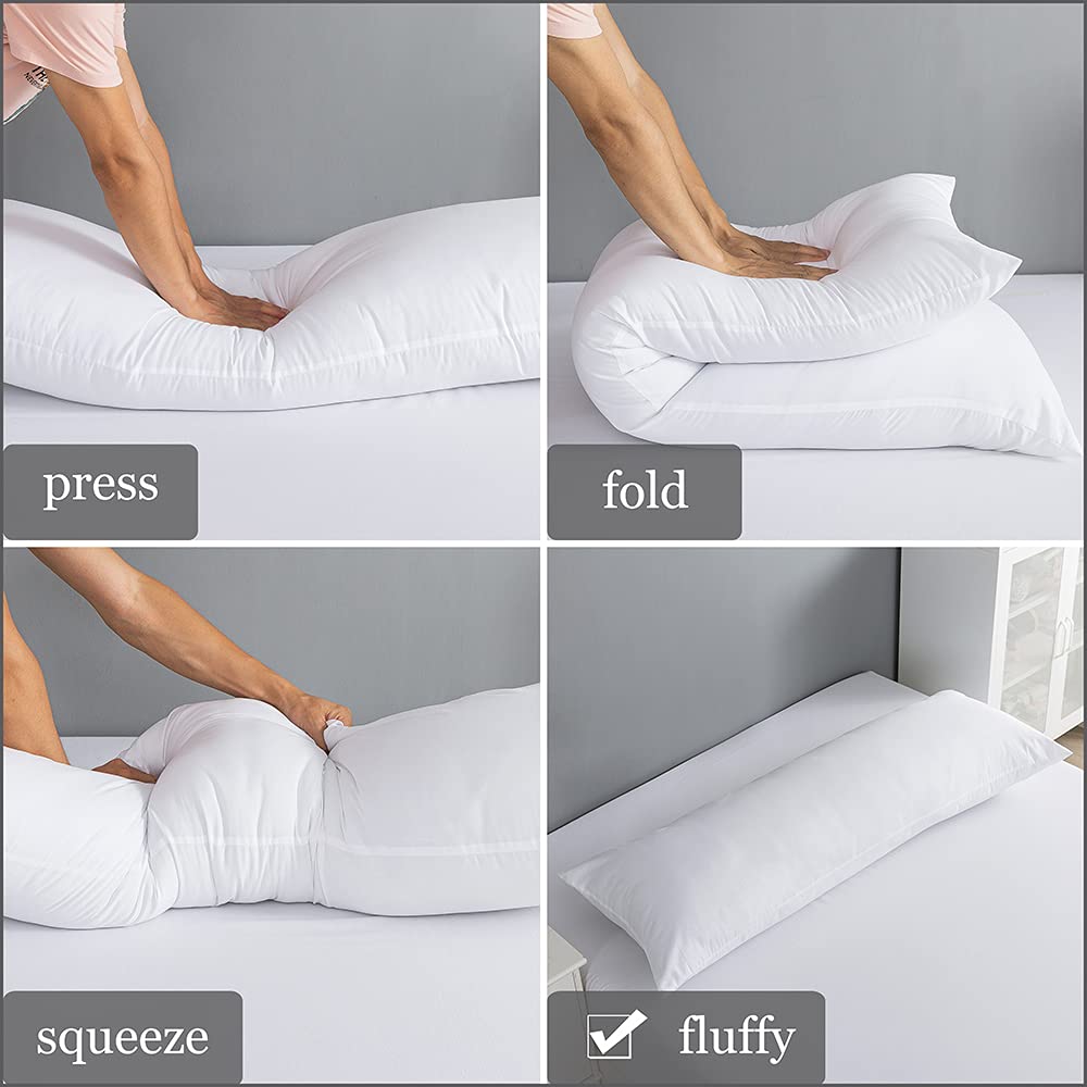 ELNIDO QUEEN Body Pillow with Removable Cover - 20x54 Inch Soft Long Bed Pillow for Adults - Breathable Full Body Pillow Insert for Side Sleepers, Pregnancy Support & Back Pain Relief - Ocean Blue (Perfect for Couch, Bed & Travel Use)