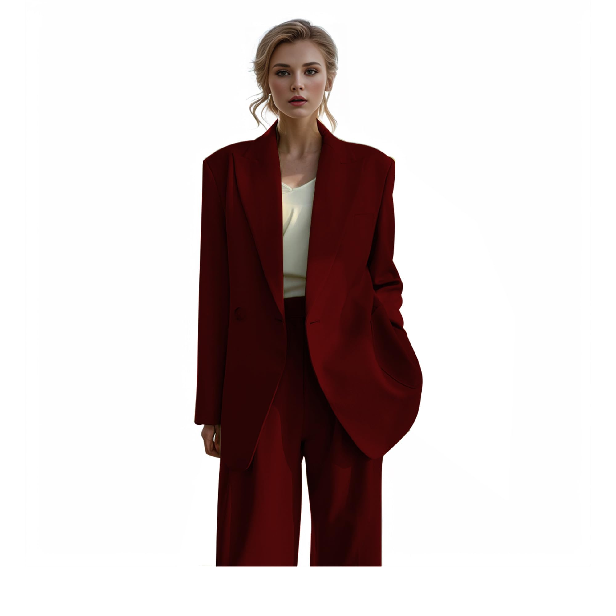 Women's 2-Piece Pant Suit Set - Loose Fit Plus Size Business Suits for Professional Women | Office Wear & Formal Outfits