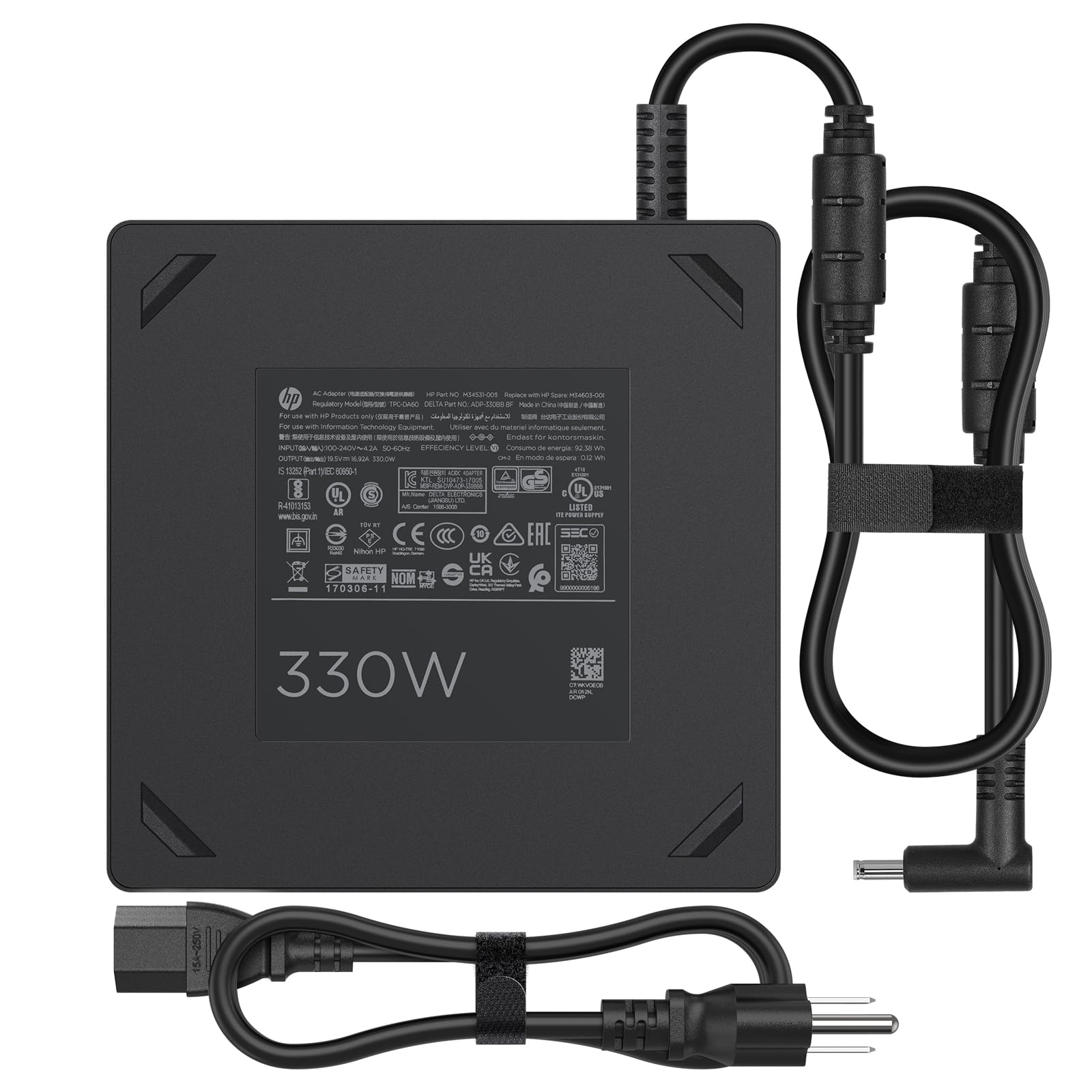 330W HP OMEN Laptop Charger - 19.5V 16.92A AC Power Adapter Compatible with OMEN 17, 17-ck1000, 17-ck2000, M34603-001, ADP-330BB, TPN-DA60, M34531-003 | Fast Charging for Gaming & Work | Perfect for Home, Office & Travel Use