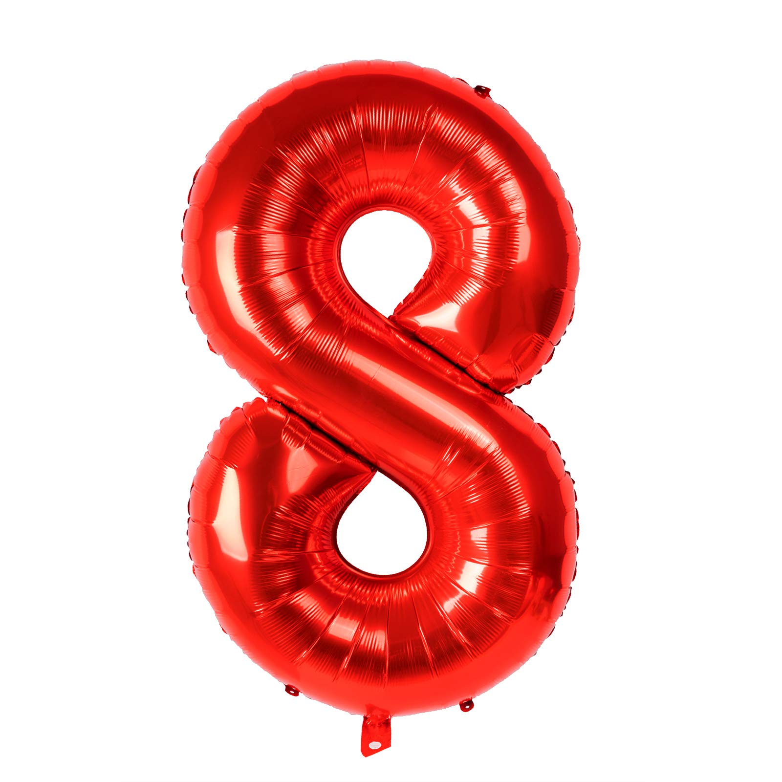 40 Inch Red Number 8 Foil Balloons - Helium Ready Birthday Party Decorations for Anniversary, Graduation, Baby Shower & Special Events