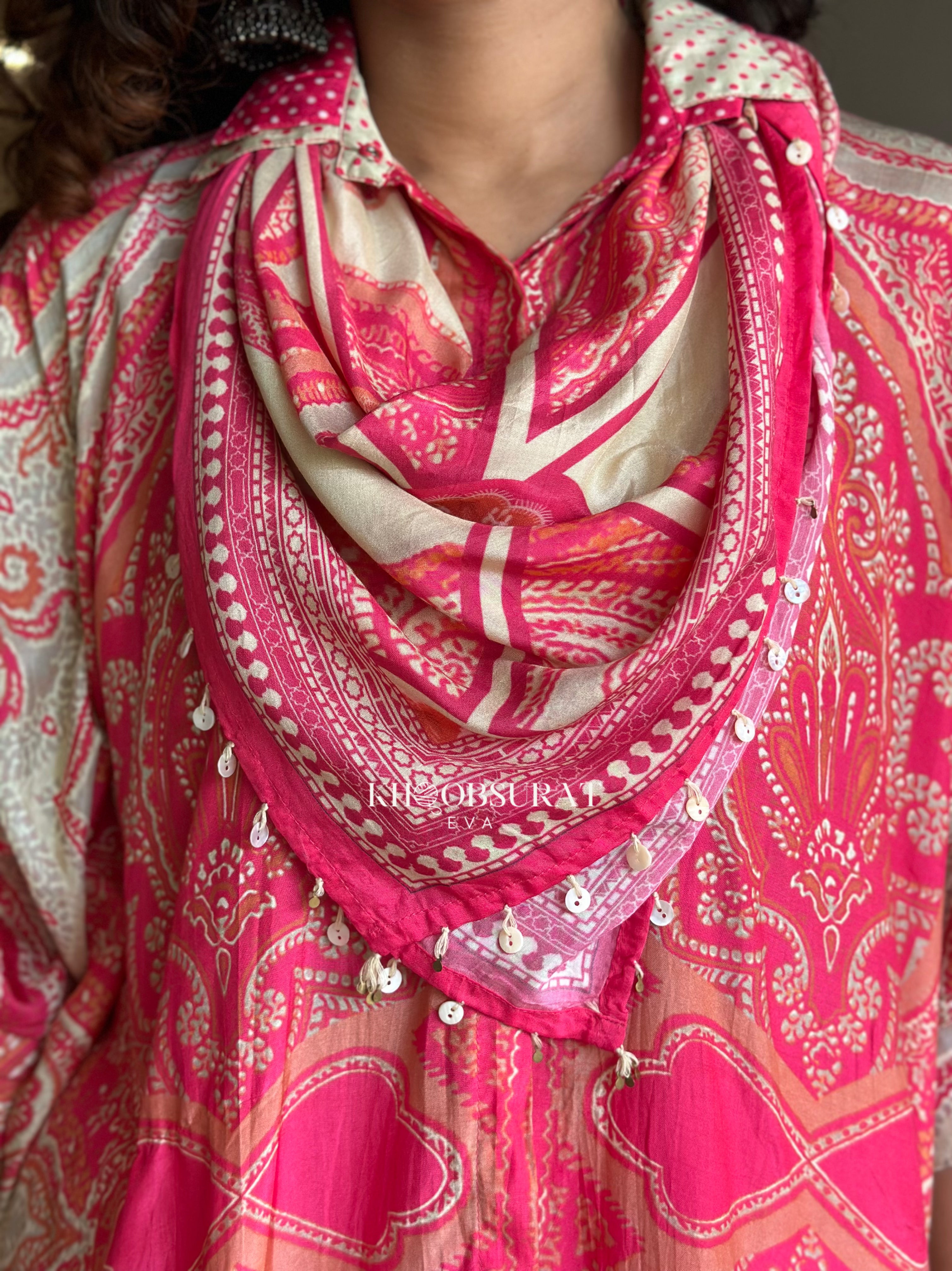 Stylish Pink Kaftan Coord Set for Women - Boho Chic Beach Cover Up & Summer Party Outfit