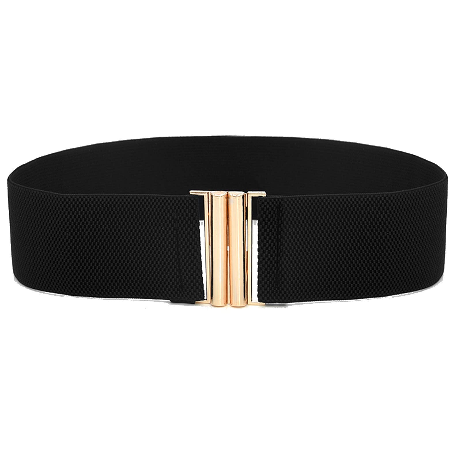 Women's Elastic Waist Belt with Metal Buckle - Adjustable Wide Corset Belt for Women & Men - Solid Color Fashion Accessory (Black) - Perfect for Casual Wear, Office Outfits & Waist Training