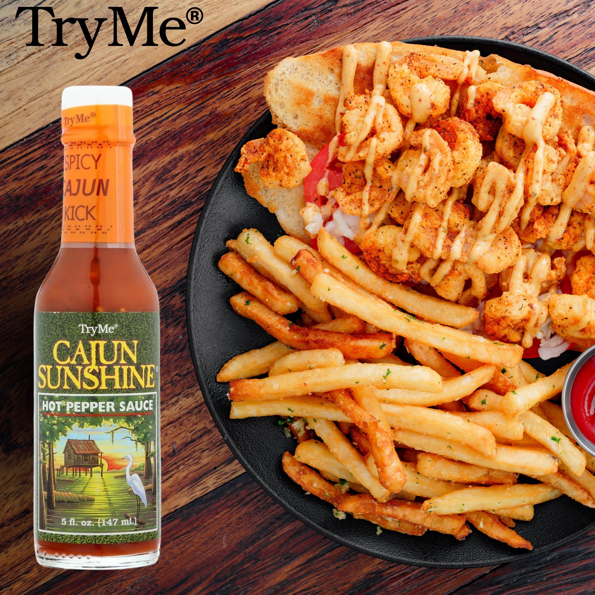Cajun Sunshine Hot Pepper Sauce - 5oz Bottle (Pack of 6) | Spicy Louisiana Style Pepper Sauce for Seafood, Wings & BBQ | Perfect for Gifts & Home Cooking