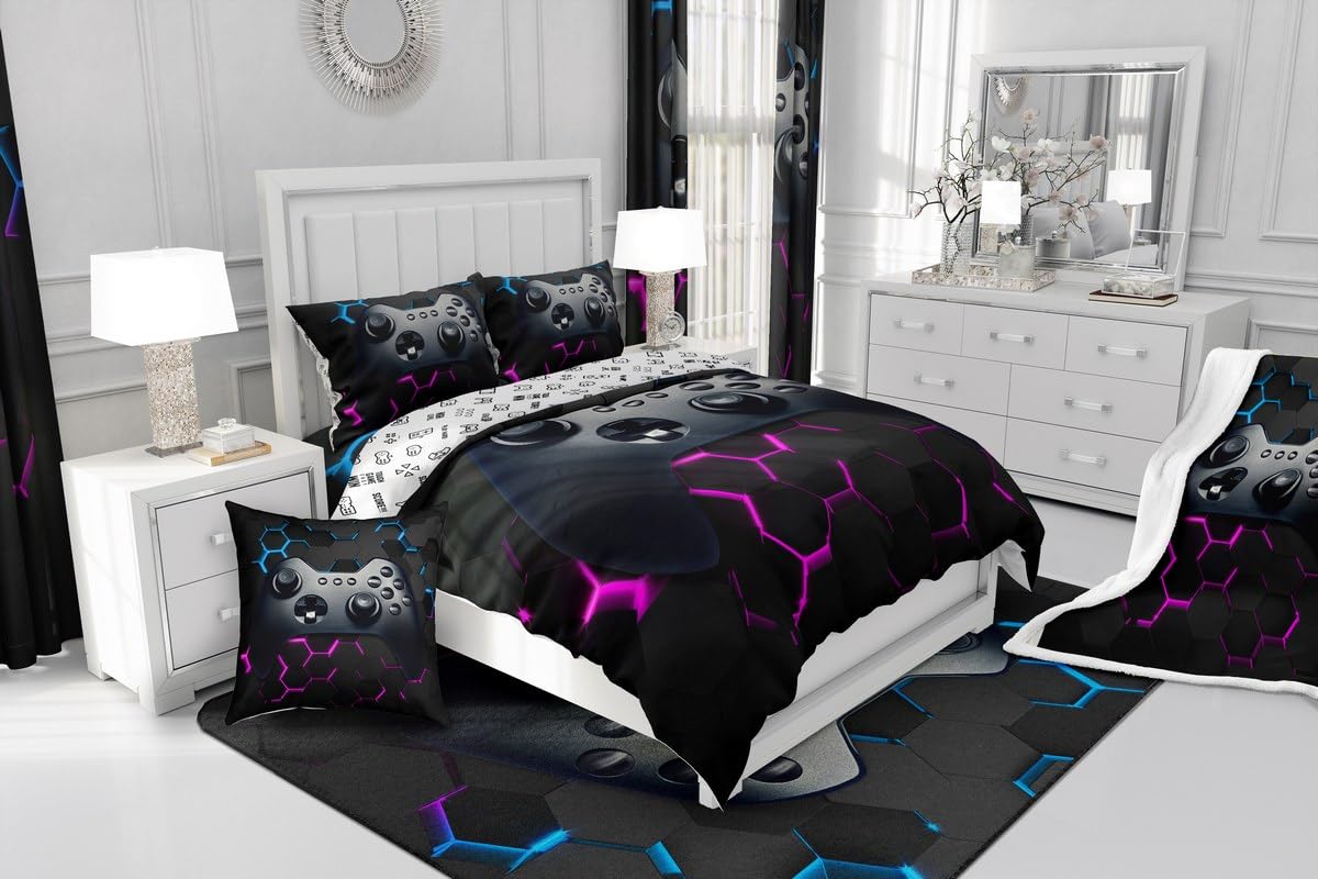 Erosebridal Boys Twin Bedding Sets - Gaming Themed Comforter Set for Kids & Toddlers, Black - Perfect for Bedrooms, Sleepovers & Gaming Rooms