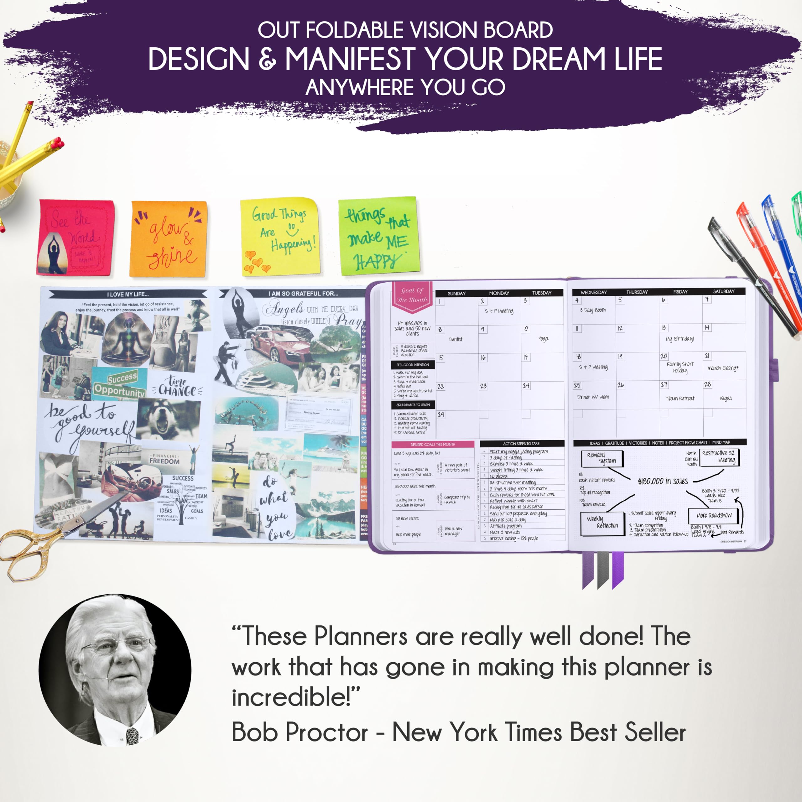 2025 Law of Attraction Planner - Undated Hourly, Weekly & Monthly Productivity Planner for Goal Setting | 12-Month Life Organizer with Gratitude Journal, Vision Board, Stickers & Gift Box | Perfect for Manifestation, Self-Improvement & Daily Planning