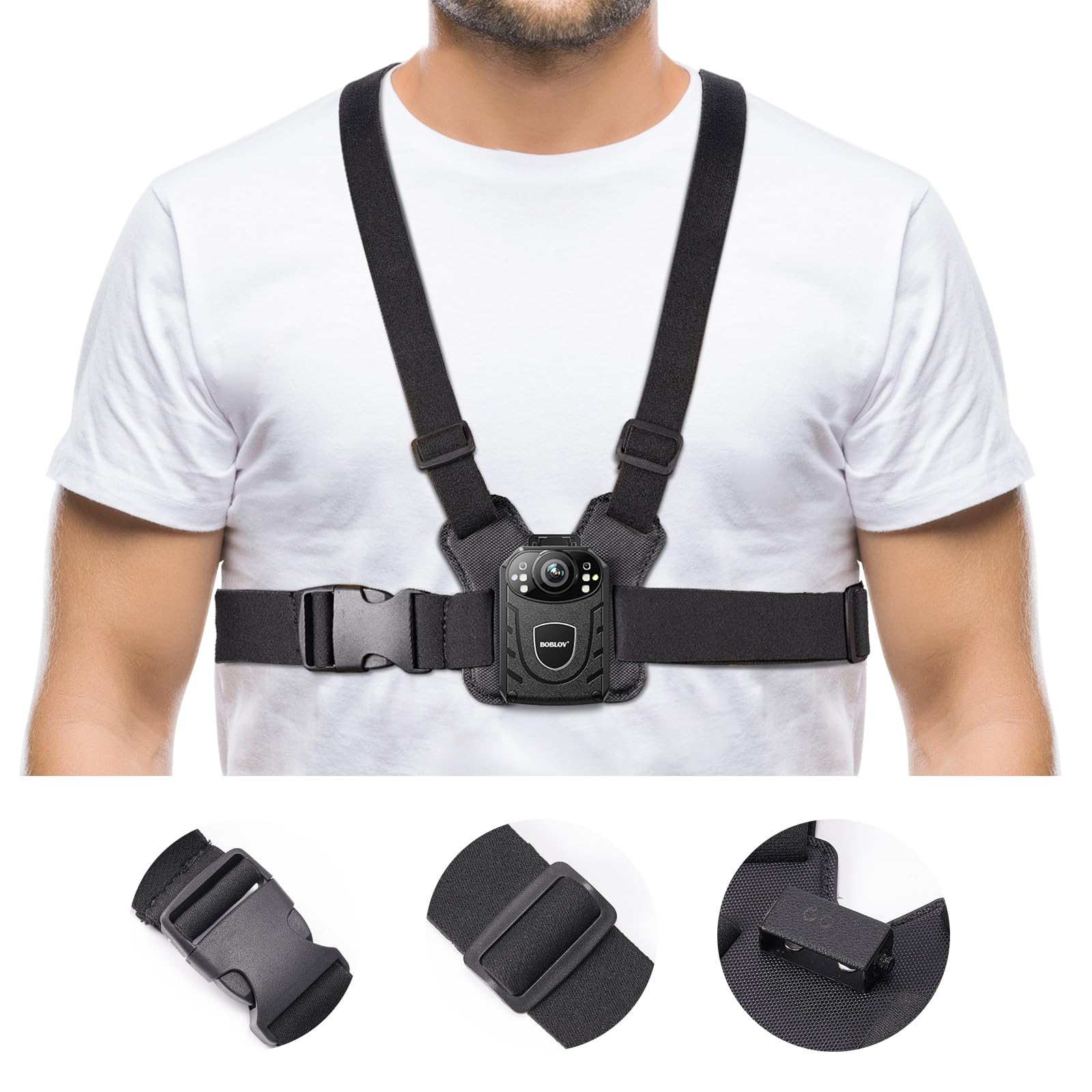 BOBLOV Dual Shoulder Mount for Body Worn Cameras - Adjustable Vest Mount Compatible with All Brands - Hands-Free Wearable Camera Holder for Law Enforcement, Security, Evidence Collection - Perfect for Police Patrols, Security Monitoring & Field Investigations