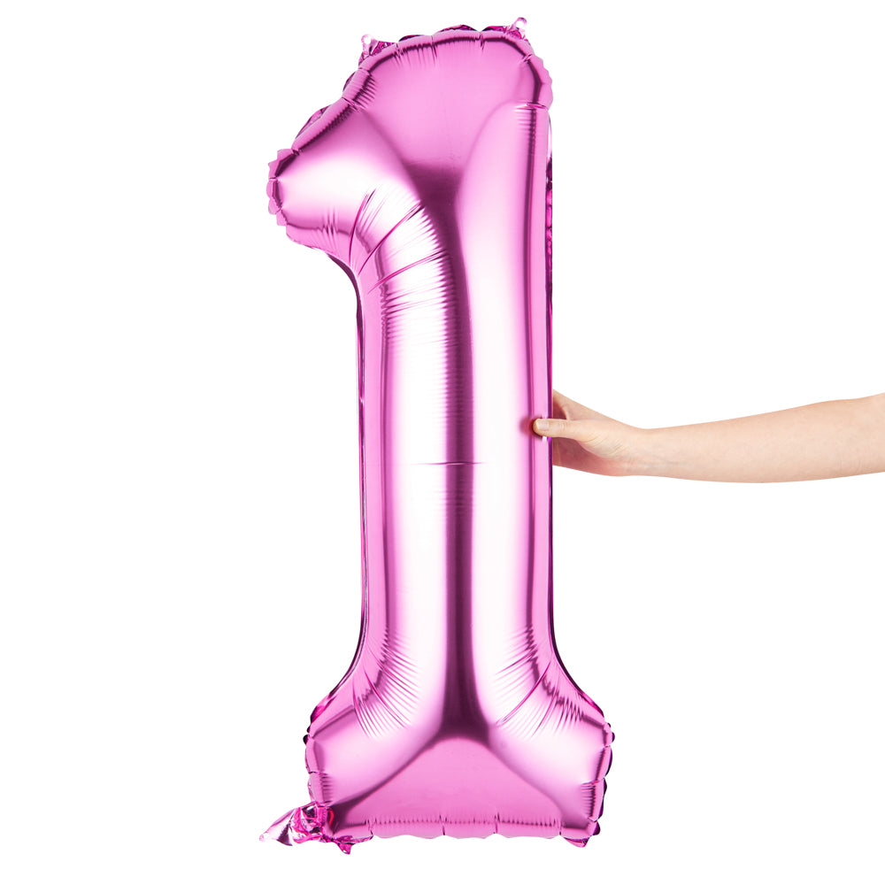 Balloonify Pink Mylar Number 1 Balloon - 40 Inch Large Foil Balloon for Birthday Party Decorations, Baby Shower, Anniversary Celebrations & Photo Backdrops