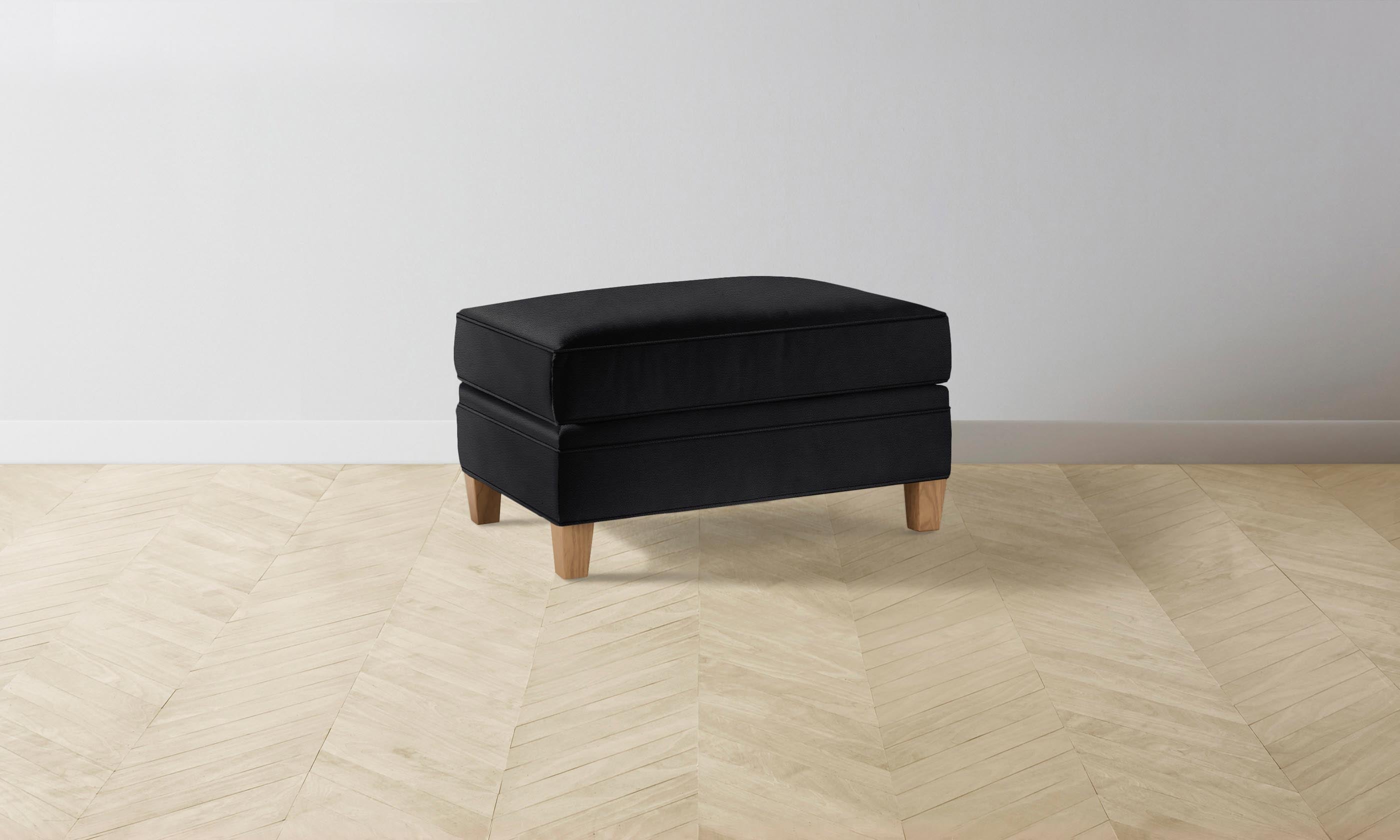 Carmine Ottoman - Premium Pebbled Leather Footstool with Storage, Modern Living Room Accent - Perfect for Relaxing, Reading & Home Decor