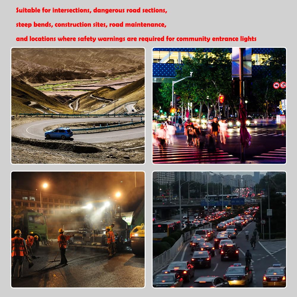 40LED Solar Strobe Warning Light - Red & Blue Flashing Safety Signal Barricade Lamp | Waterproof Traffic Light for Road Construction, Law Enforcement Vehicles & Emergency Scenes | Perfect for Night Work Zones, Accident Sites & Vehicle Breakdowns