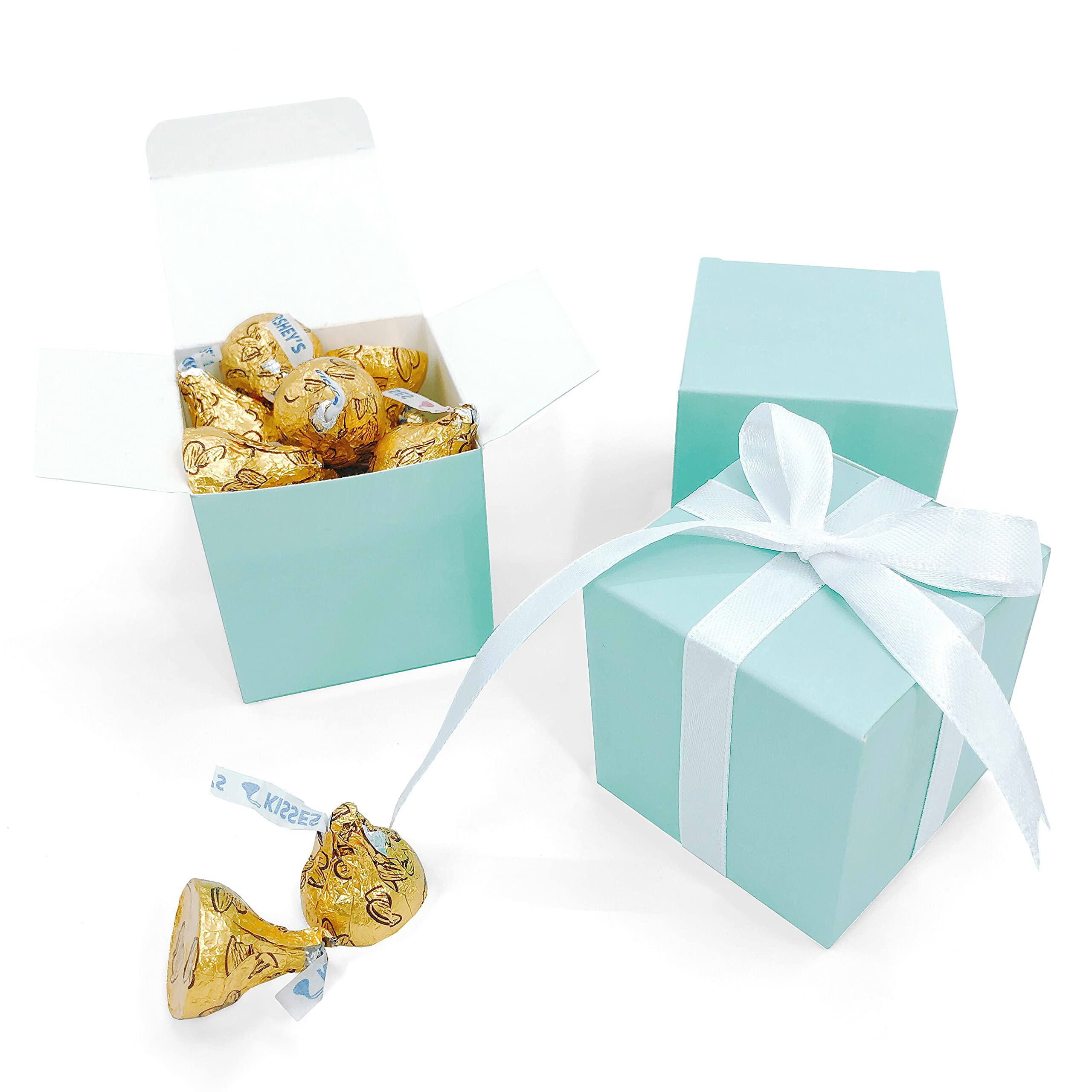 50-Pack Turquoise Small Cube Candy Boxes Bulk – 2x2x2 Inch Teal Blue Wedding Party Favors, Baby Shower & Bridal Thank You Gift Box Supplies – Perfect for Candy Treats, Party Decorations & Wedding Souvenirs