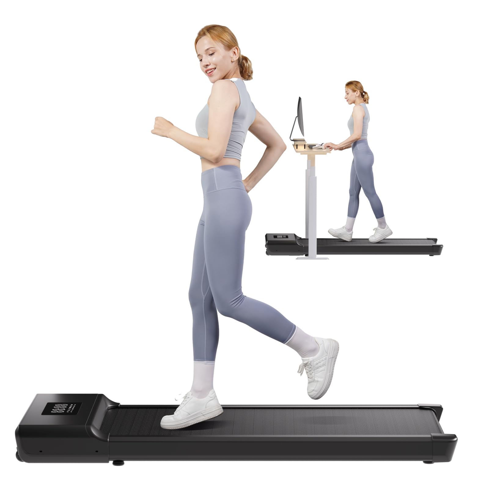 Superun Under Desk Treadmill - 2 in 1 Walking Pad & Desk Treadmill for Home & Office with Remote/App Control, LED Display, 300lbs Capacity - Perfect for Work from Home & Small Space Workouts
