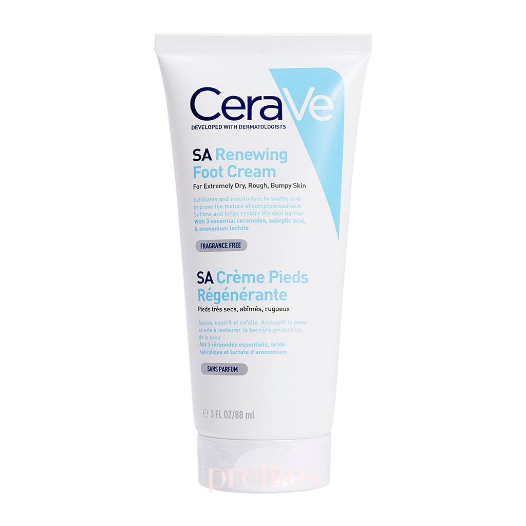 CeraVe SA Renewing Foot Cream 88ml | Exfoliating & Moisturizing Foot Treatment with Salicylic Acid | Light Blue | For Dry, Rough & Cracked Feet - Perfect for Pedicures & Daily Foot Care