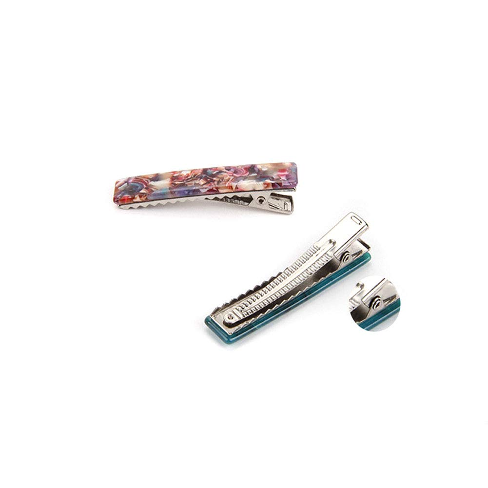 Numblartd 9Pcs Mini Rectangle Acetate Hair Clips - Women's Fashion Geometric Marble Hair Clips for Bangs & Side Styling | Non-Slip Duckbill & Alligator Hairpins for Daily Use, Work & Special Occasions