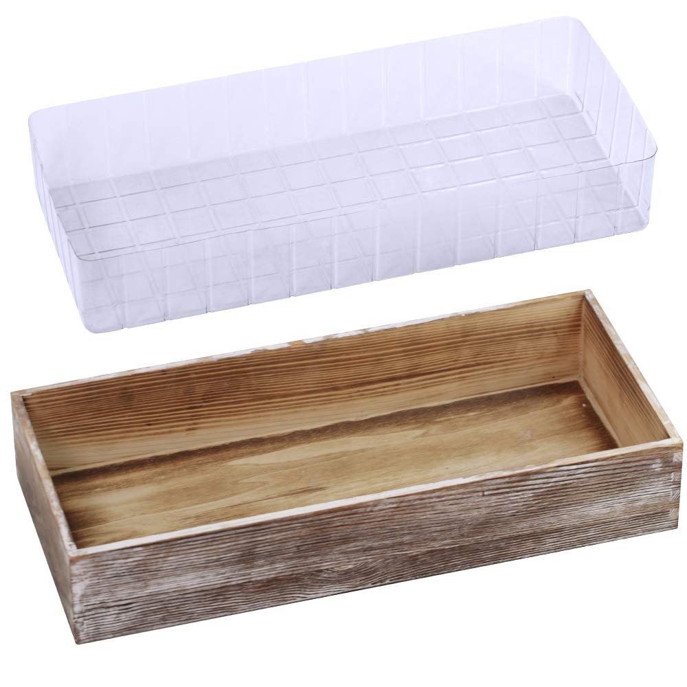 Whitewashed Wooden Planter Box with Inner Plastic Liner - 17.3