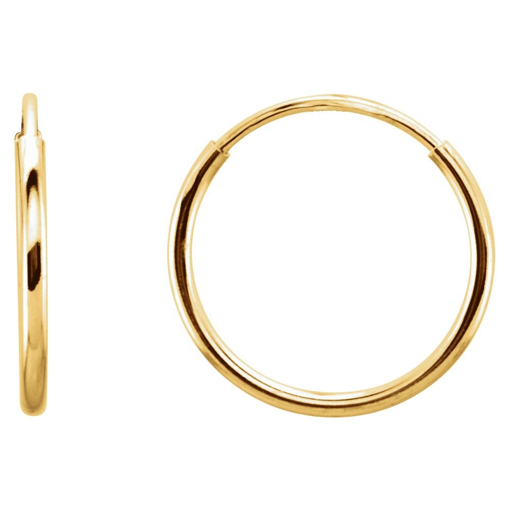 14K Yellow Gold 12mm Endless Hoop Earrings | Dainty Everyday Jewelry for Women | Perfect for Work, Date Night & Special Occasions