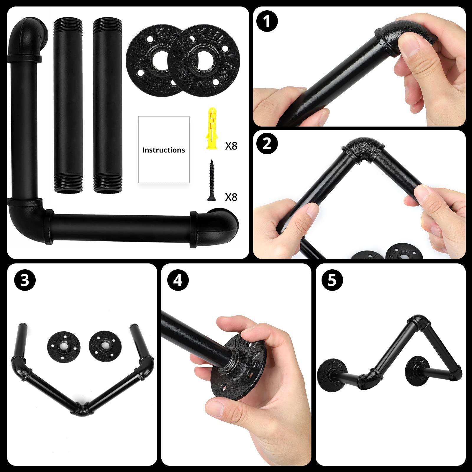Heavy Duty Wall Mount Garden Hose Holder - Outdoor Metal Hose Hanger Organizer for 5/8 Inch Hose (Up to 150 ft), Ropes & Hydraulic Hoses - Perfect for Yard, Garage & Garden Watering Systems