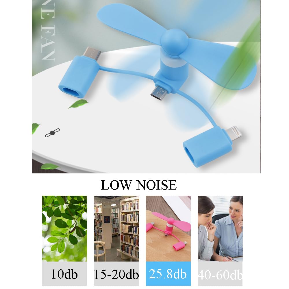 MIMIRACLE Mini Cellphone Fan - 3-in-1 Portable USB Fan for iPhone & Android Phones - 6 Pack Small Phone Cooling Fan for Summer - Perfect for Outdoor, Office, Travel & Home Use